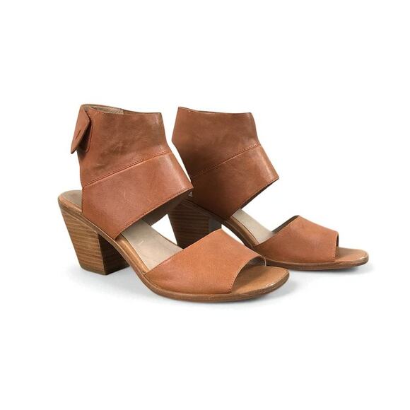 EILEEN FISHER Arts Ankle Cuff Leather Sandals Sz 10 Brown Stylish City Soft NWOB - Picture 2 of 11